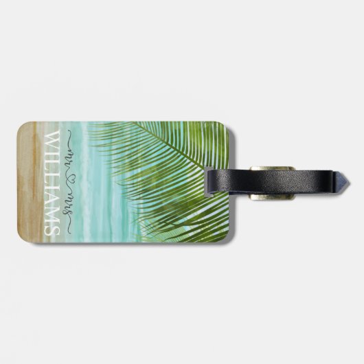 Tropische palmbomen beach Personalized Bagagelabel (Achterkant horizontaal)
