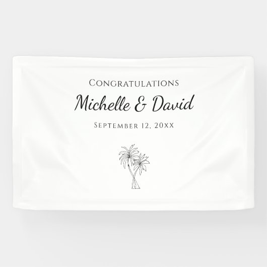 Tropische palmbomen Bestemming Trouw Elegant Spandoek (Horizontaal)