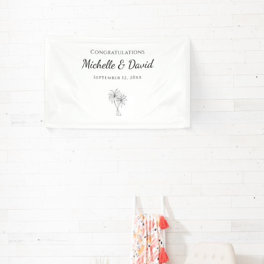 Tropische palmbomen Bestemming Trouw Elegant Spandoek (Insitu)