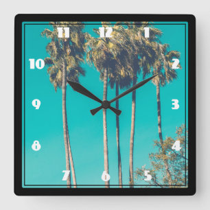 Tropische palmbomen California Retro Vierkante Klok