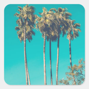 Tropische palmbomen California Retro Vierkante Sticker