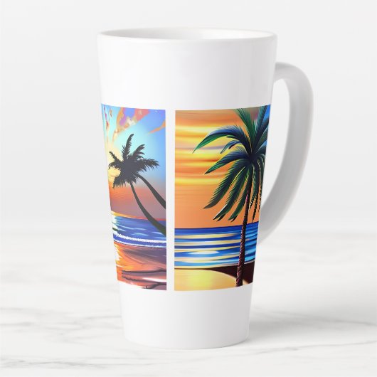 Tropische palmbomen en kleurrijke oceaan latte mok (Rechterhoek)