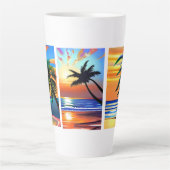 Tropische palmbomen en kleurrijke oceaan latte mok (Voorkant)