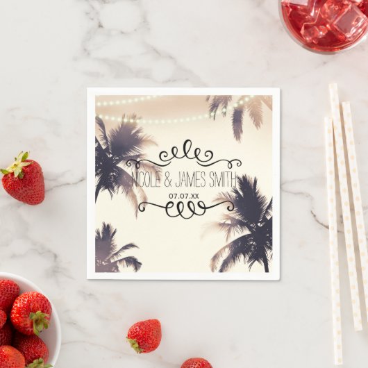 Tropische palmbomen en lampjes, droom van kreuken servetten (Insitu)