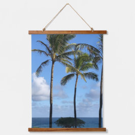 Tropische palmbomen en oceaan 26 "x36" hangend wandkleed