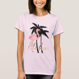 Tropische palmbomen Flamingo Aloha T-shirt