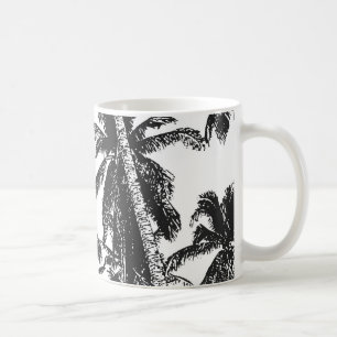Tropische palmbomen. Geposterd bladpatroon.. Koffiemok