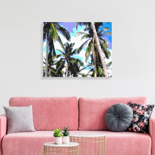 Tropische palmbomen - geposterde stijl canvas afdruk (Insitu (Woonkamer))