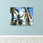 Tropische palmbomen - geposterde stijl canvas afdruk (Insitu (Houten vloer))