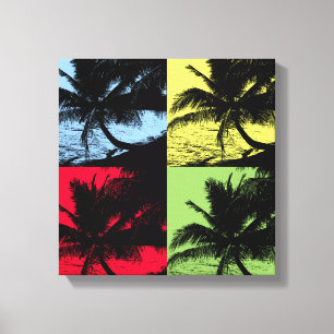 Tropische palmbomen. Herhaald geposteriseerd ontwe Canvas Afdruk