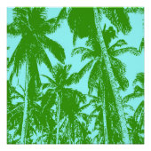 Tropische palmbomen in groen en blauw perfect poster (Voorkant)