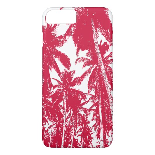 Tropische palmbomen in rood en wit Case-Mate iPhone case (Achterkant)
