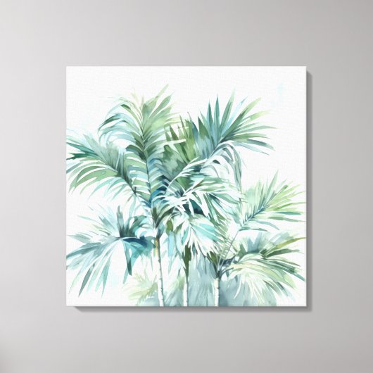 Tropische palmbomen in Waterverf Canvas Print (Voorkant)