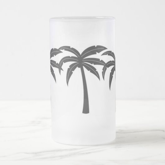 Tropische palmbomen matglas bierpul (Center)