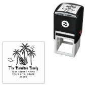 Tropische palmbomen, meeuwen familienaam adres SQ Zelfinktende Stempel (In situ)