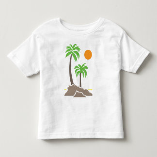 Tropische palmbomen met zon op een klein eiland is kinder shirts