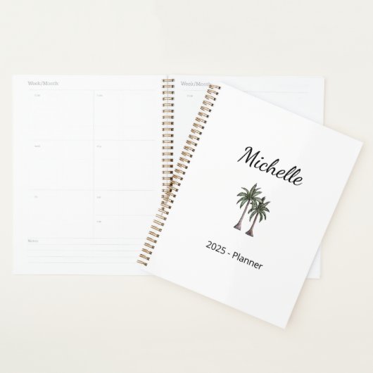 Tropische palmbomen Modern strand gepersonaliseerd Planner (Display)