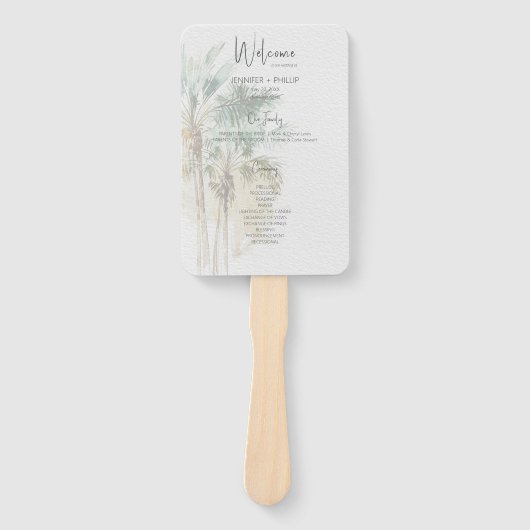 Tropische palmbomen moderne bruiloft handwaaier (Voorkant)