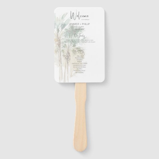 Tropische palmbomen moderne bruiloft handwaaier (Voorkant)
