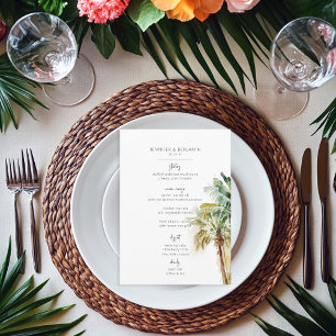 Tropische palmbomen moderne bruiloft menu