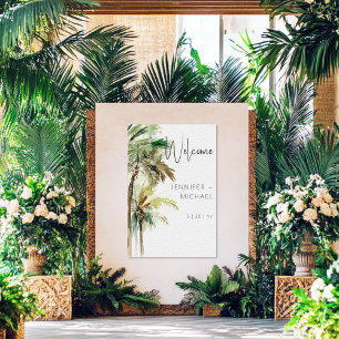 Tropische palmbomen moderne bruiloft poster