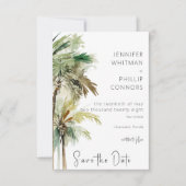 Tropische palmbomen moderne bruiloft save the date (Voorkant)