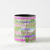 Tropische palmbomen moderne roze vioolstrepen mok (Midden)