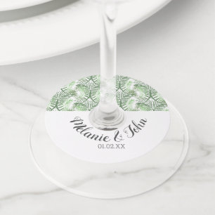 Tropische palmbomen - Naam Wijnglaslabel