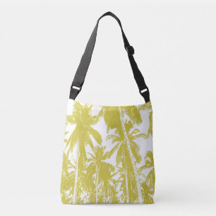 Tropische palmbomen ontwerpen in goud en wit crossbody tas