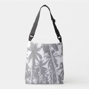 Tropische palmbomen ontwerpen in grijs en wit crossbody tas