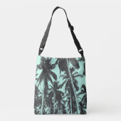 Tropische palmbomen ontwerpen in zwart en blauw crossbody tas (Achterkant)