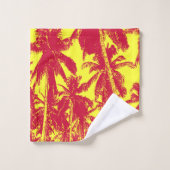 Tropische palmbomen ontwerpen. Rood en geel. Bad Handdoek (Wasdoekje)