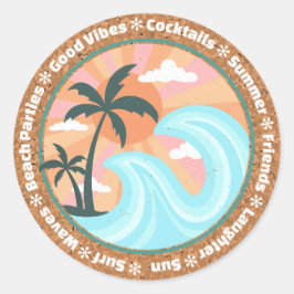Tropische palmbomen op het eiland Hawaiian op de z Ronde Sticker