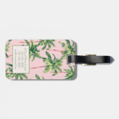 Tropische palmbomen op roze monogram bagagelabel (Achterkant horizontaal)