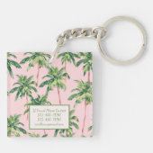 Tropische palmbomen op roze monogram sleutelhanger (Achterkant)