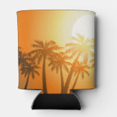 Tropische palmbomen op zonsondergang blikjeskoeler (Achterkant)