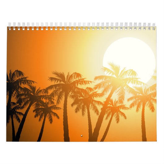 Tropische palmbomen op zonsondergang kalender (Hoes)