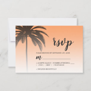 Tropische palmbomen Orange Beach-huwelijk RSVP Kaartje