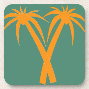 Tropische palmbomen oranje zomer onderzetter