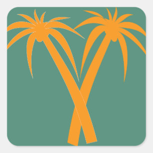 Tropische palmbomen oranje zomer vierkante sticker