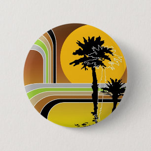 Tropische palmbomen Retro Beach Sunset Button
