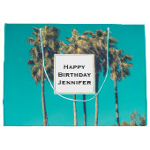 Tropische palmbomen Retro Verjaardag Groot Cadeauzakje (Achterkant)