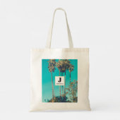 Tropische palmbomen Retro Vibe Monogram Tote Bag (Achterkant)