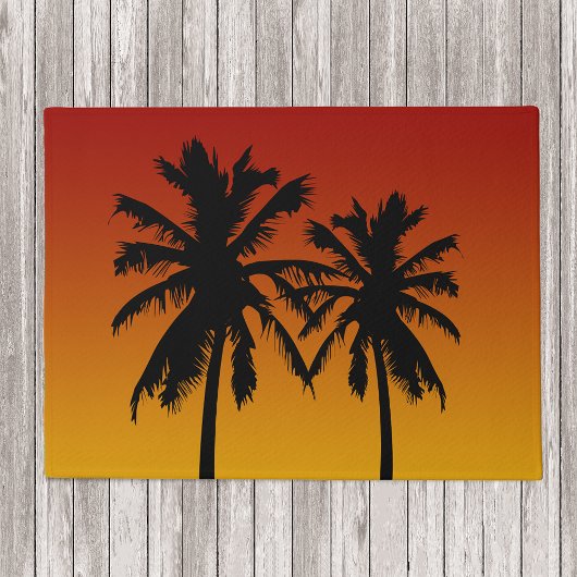 tropische palmbomen silhouet rood Sinaasappel zons Deurmat