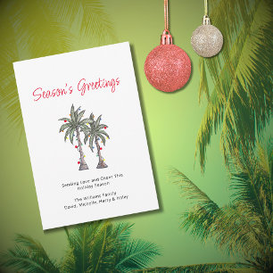 Tropische Palmbomen Strand Kerst Illustratie Feestdagenkaart