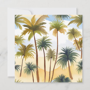 Tropische Palmbomen Strand Watercolor Kaart