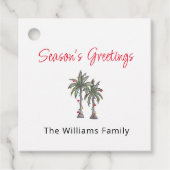 Tropische palmbomen strandbestemming Kerstmis Bedankjes Labels (Voorkant)