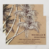 Tropische Palmbomen Strandbruiloft Kaart (Voorkant / Achterkant)