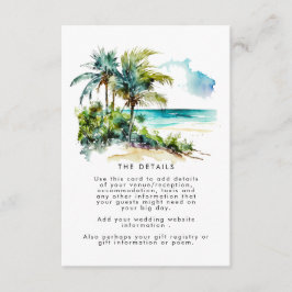 tropische palmbomen strandtrouwinformatiekaart informatiekaartje