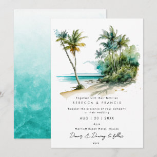 tropische palmbomen strandtrouwuitnodiging kaart